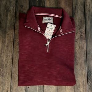 NWT Men’s Flag & Anthem 1/4 Zip Burgandy Long Sleeve Pullover with zip Collar